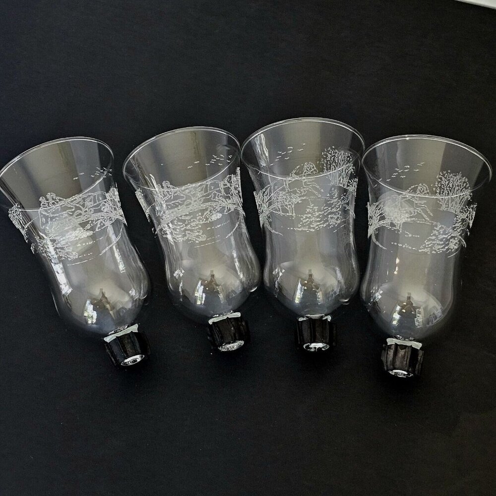 4 Home Interior Winter Wonderland  Candle Sconce 5" vtg Christmas horse carriage